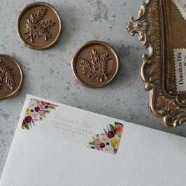 Etiqueta Dourada Feather Boho Tropical Return Endereço