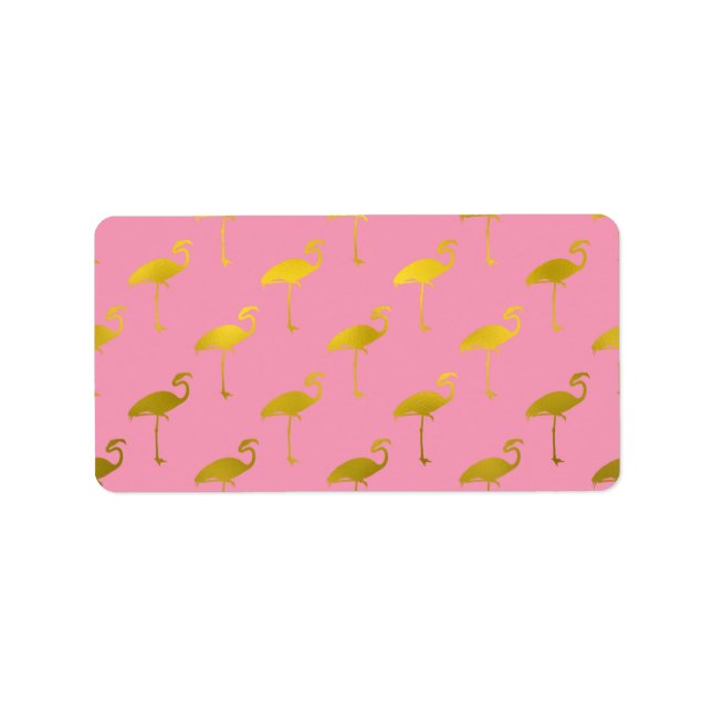 Etiqueta Dourada Flamingo Faux Folha Metálica Flamingo Trop (Frente)