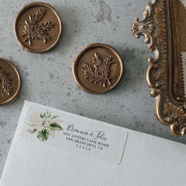 Etiqueta Dourada Folhagem Tropical Endereço de Devolução Fl