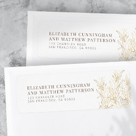 Etiqueta Dourada Foliage Modern Wedn Return Address