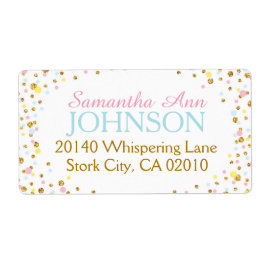 Etiqueta Dourada Glitter Azul-Cor-de-Rosa Espelhos Amarelos