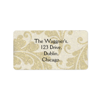 Etiqueta Dourada Paisley Damask Postage Address Labels