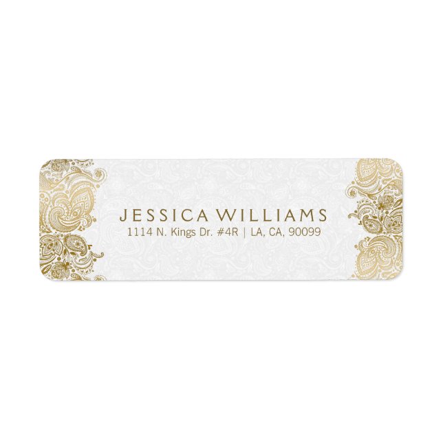 Etiqueta Dourada Paisley Lace Em Branco (Frente)