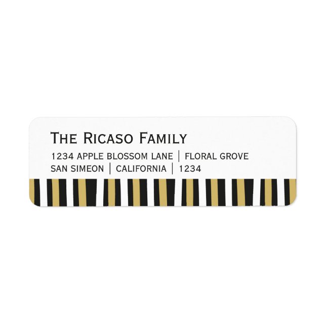 Etiqueta Dourada Personalizada E Branca Moderna Stripe (Frente)