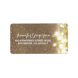 Etiqueta Dourada String Luz Chic Casamento