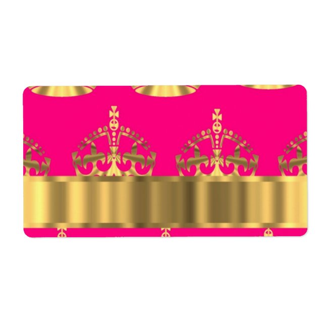 Etiqueta Douradas coroas em rosa quente (Frente)