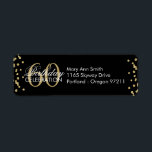 Etiqueta Dourado Black 60th Birthday Glitter Confetti<br><div class="desc">Elegante 60ª Festa de aniversário,  Faux Glitter Confetti Black modelo. Fácil de usar e fácil de personalizar. Faça o pedido hoje!</div>