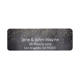Etiqueta Dourado Confetti Chalkboard Wedding Endereço de Re