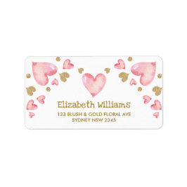 Etiqueta Dourado cor-de-rosa, Sweetheart Heart Confetti Ret