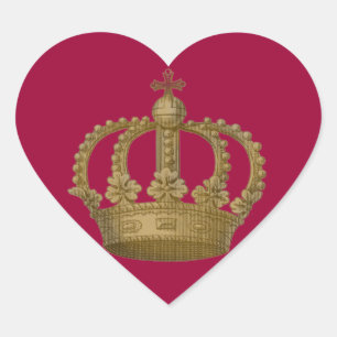 Etiqueta Dourado da coroa do coração vermelho