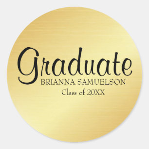 Etiqueta Dourado da graduação com texto preto