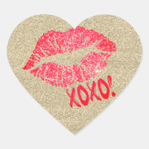 Etiqueta Dourado do coração do beijo XOXO dos