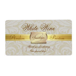 Etiqueta Dourado do vinho do casamento do