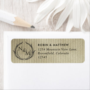 Etiqueta Dourado, Endereço de Devolução de Casamento de Mon