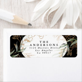Etiqueta Dourado endereço de devolução Eucalyptus Elegante