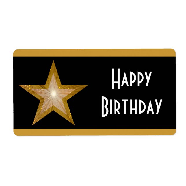 Etiqueta "Dourado" Estrela stripe "Feliz Aniversário" grand (Frente)