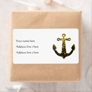 Etiqueta Dourado faux brilhando Anchor Personalizar