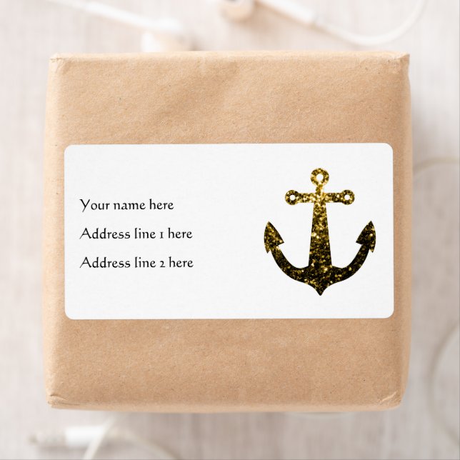 Etiqueta Dourado faux brilhando Anchor Personalizar (Insitu)