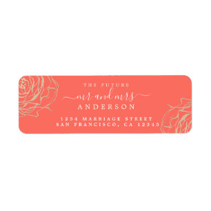 Etiqueta Dourado Futuro Floral Endereço da Sra. Wedding Ret