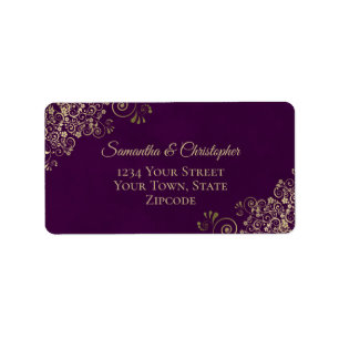 Etiqueta Dourado Loco Amigos no Casamento de Plum Purple