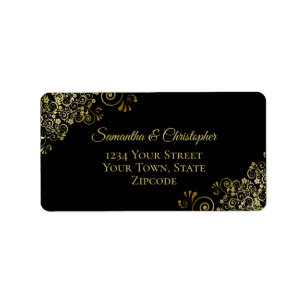 Etiqueta Dourado lugar para amigos em Black Elegant Wedding