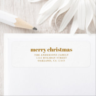 Etiqueta Dourado Natal de Mostarda Moderna e Minimalista