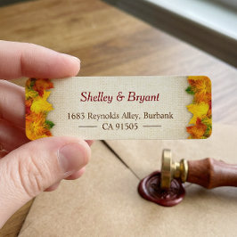 Etiqueta Dourado outono Vermelho deixa sazonal russa