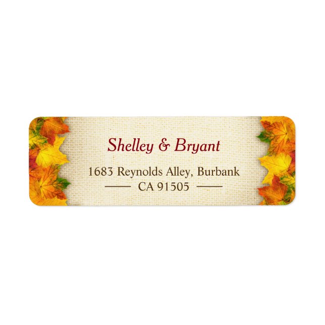 Etiqueta Dourado outono Vermelho deixa sazonal russa (Frente)