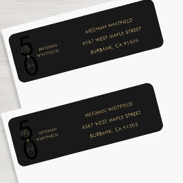 Etiqueta Dourado Preto Cinquenta e Fabuloso Script Aniversá