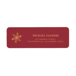 Etiqueta Dourado snowflake endereço de regresso de Natal mo