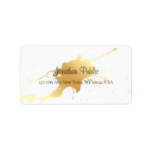 Etiqueta Dourado Splash Calliographic Nome do Script Elegan