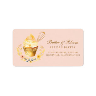 Etiqueta Dourado uísque e Cupcake, padaria cozinheira
