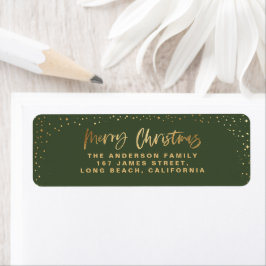 Etiqueta Dourado verde Feliz Natal