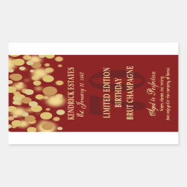 Etiqueta Dourado vermelha 750ml do aniversário das