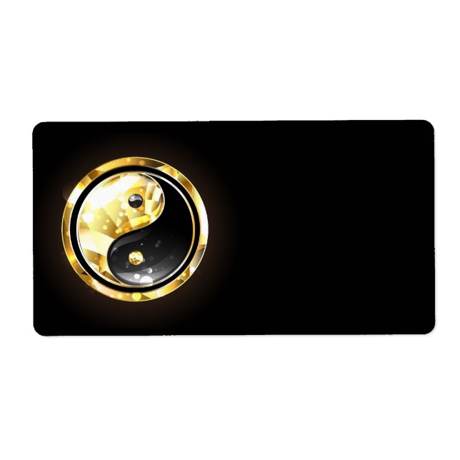 Etiqueta Dourado Yin Yang a preto (Frente)