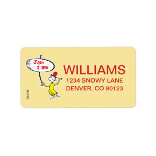Etiqueta Dr. Seuss Sam-I-Am Segurando Placa