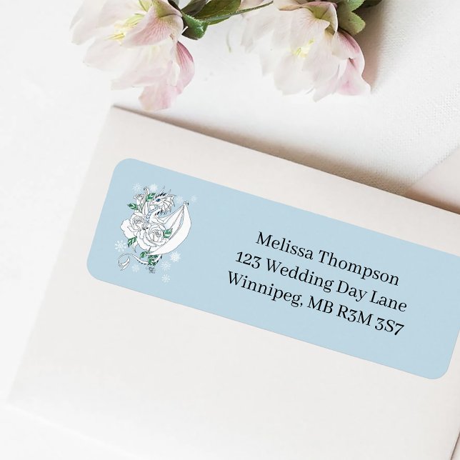 Etiqueta Dragão Branco Flocos de Neve Azul (Criador carregado)