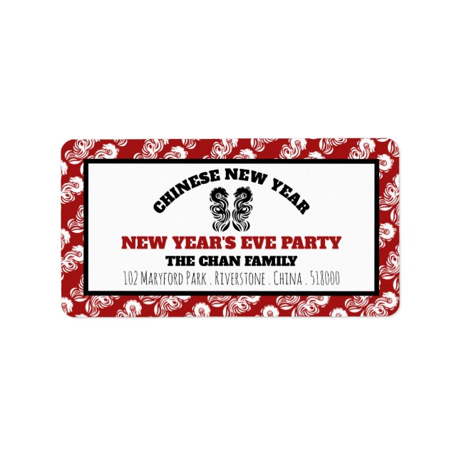 Etiqueta Dragão Oriental de Ano Novo Chinês (Frente)