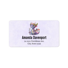 Etiqueta Dragão Roxo com Coroa Elegante