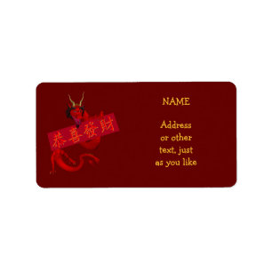 Etiqueta Dragão Vermelho chinês doce