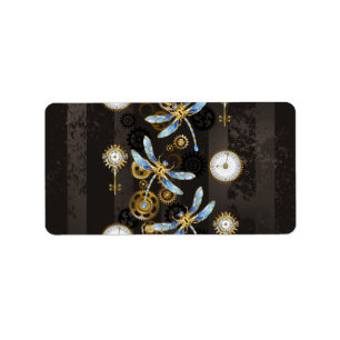 Etiqueta Dragões-do-galho-do-mar em fundo listrado castanho