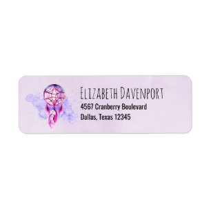 Etiqueta Dreamcatcher cor-de-rosa no Splatter roxo da