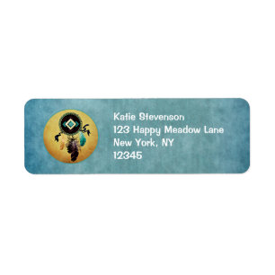 Etiqueta Dreamcatcher em um fundo Textured azul