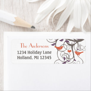 Etiqueta Driftwood Tree Orange Lovebird Return Address Labe