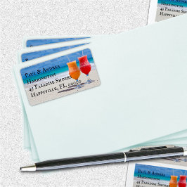 Etiqueta Duas Bebidas nos Rótulos de Endereços de Praia