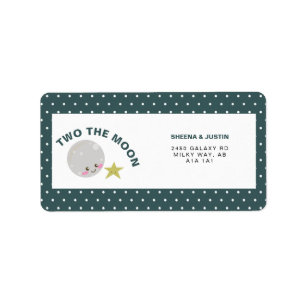 Etiqueta Duas da Lua Kawaii segundo aniversário Space Galax