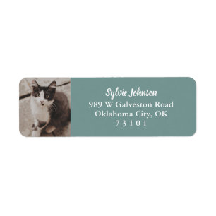 Etiqueta Duck Egg Blue Pet Photo Return Address