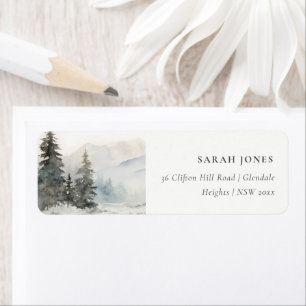 Etiqueta Dusky Winter Snow Mountain Landscape