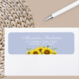 Etiqueta Dusty Blue Boho Yellow Sunflower Address