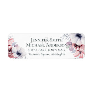 Etiqueta Dusty Blue Coral Floral Wedding Address Budget